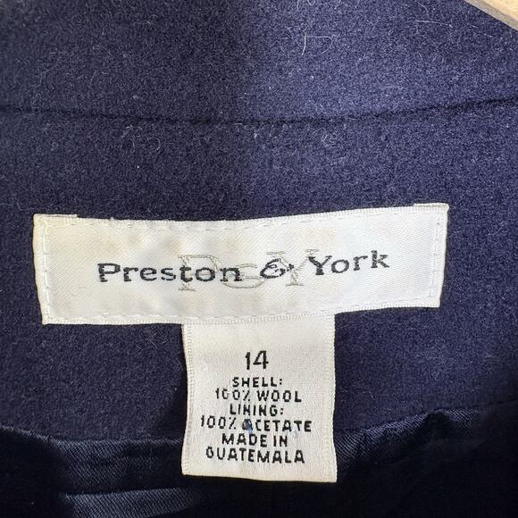 Preston & York Long Wool Overcoat Double Breasted Navy Blue Women’s 14 - Picture 4 of 4